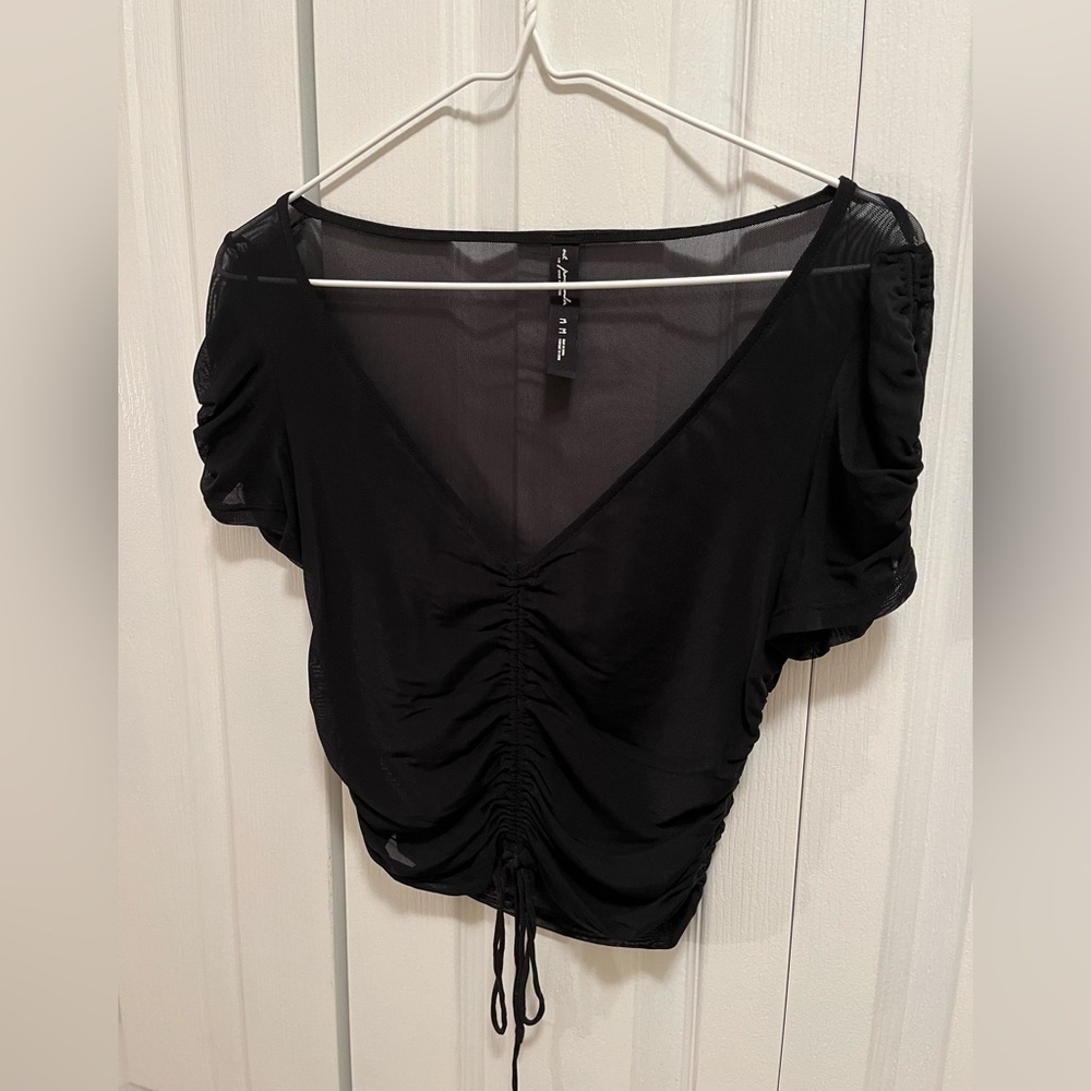 Urban Outfitters Sheer Ruched Crop Top - Picture 2 of 4